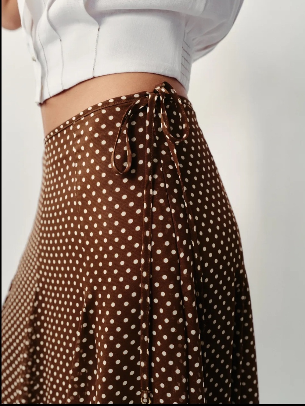 NEW Zara Brown Polka Dot Slip Skirt - Picture 6 of 8